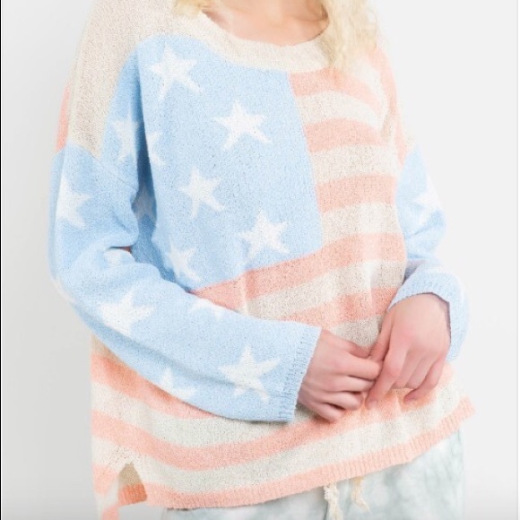 Last 1️⃣ Baby Blue & Cream American Flag Sweater - Picture 4 of 8